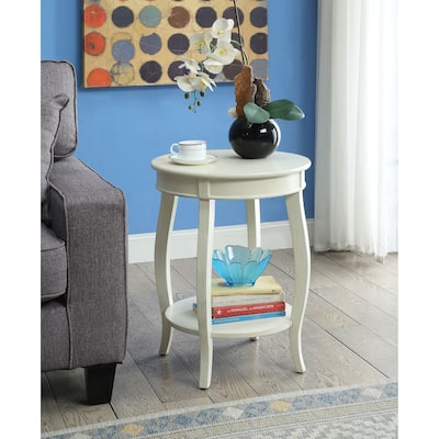Charming Antique White Accent Table with Open Shelf Storage