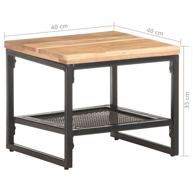 vidaXL Side Table 15.7"x15.7"x13.8" Solid Acacia Wood - 15.7" x 15.7" x 13.8"