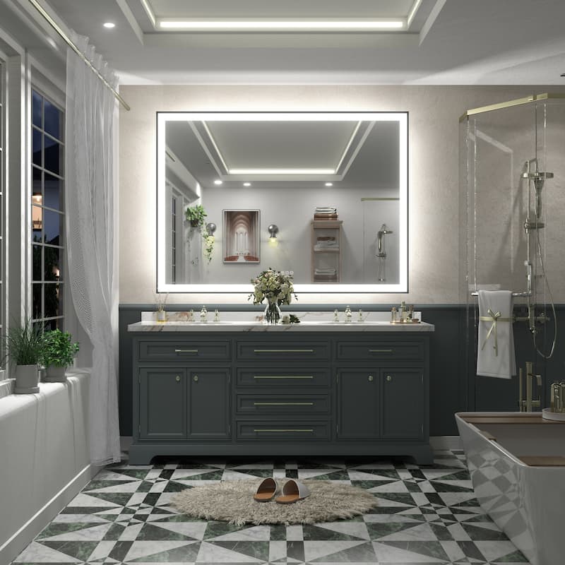 Front & Back LED Anti-Fog Tempered Glass Framed Bathroom/Vanity Mirror 3-Year Warranty