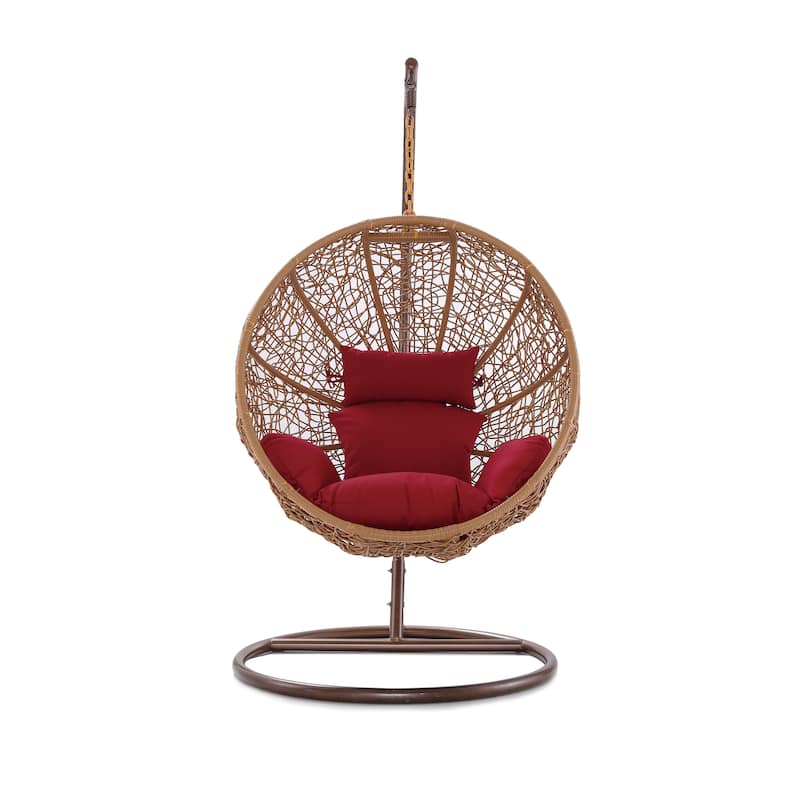 Zolo Hanging Rattan Lounge Chair - Red