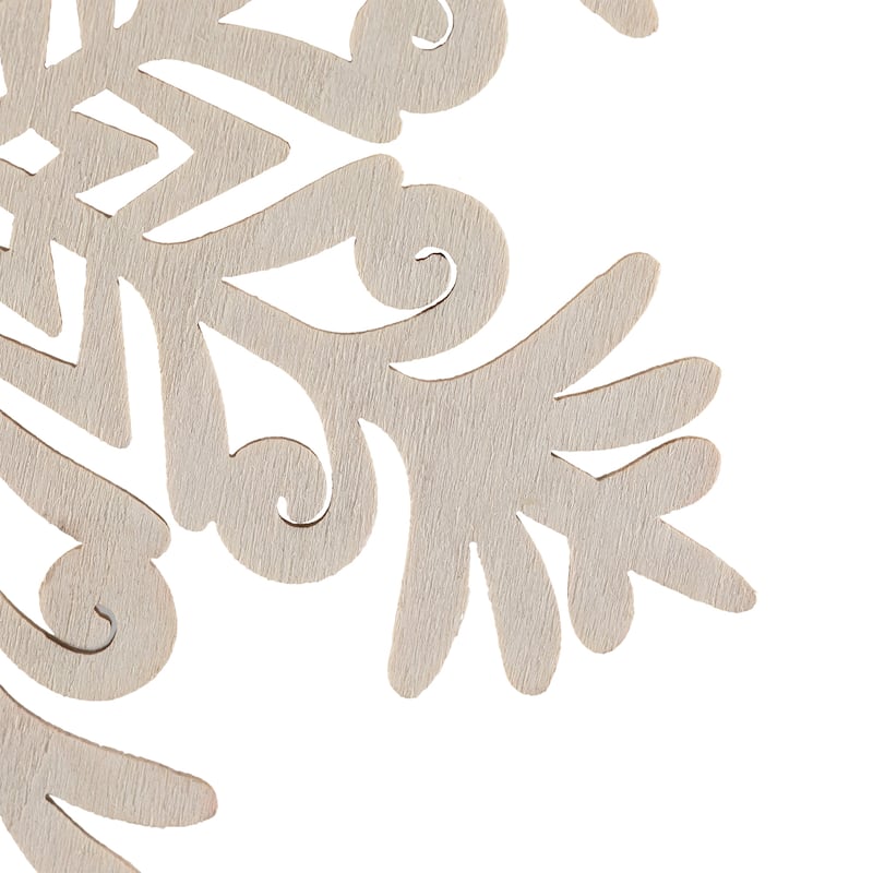 Snowflake Shaped Wooden Cut-Out Christmas Ornaments - 4.75" - White - Set of 4