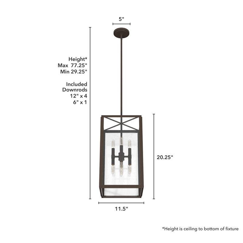 Hunter Felippe 8-Light Pendant w/Clear Seeded Glass, Industrial, Modern Farmhouse - Entry, Island, Dining Room