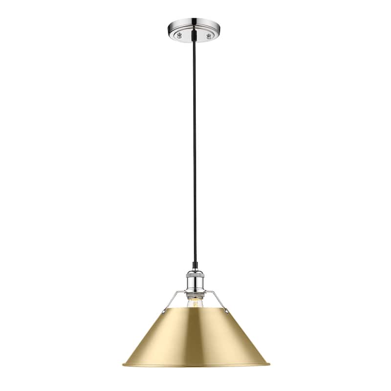 Orwell 14" Wide Large Pendant in Chrome with Brushed Champagne Bronze - Silver