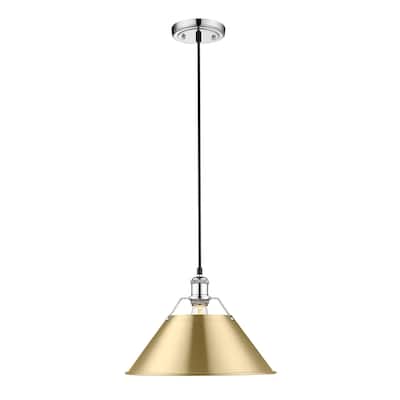Orwell 14" Wide Large Pendant in Chrome with Brushed Champagne Bronze - Silver