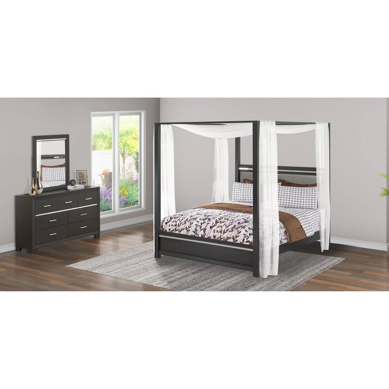 East West Furniture Denali Queen Size Bedroom Set with Upholstered Headboard (Pieces Option)