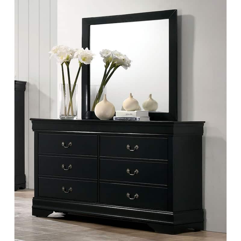 Lavina Transitional 58-inch Wide 6-Drawer Wood Dresser with Bracket Feet by Furniture of America