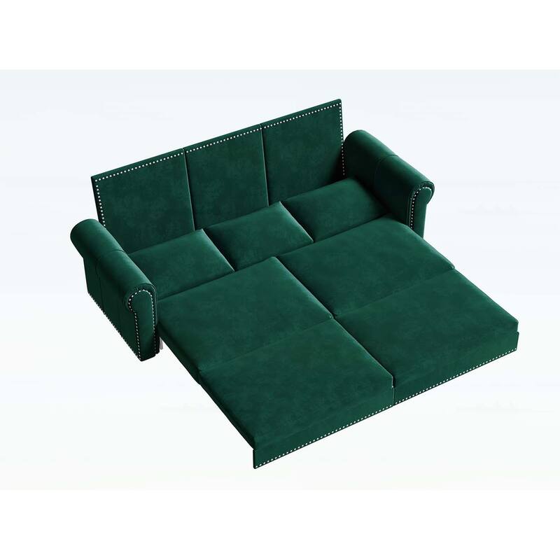 Pull Out Sofa Bed with Nailhead Trim & Rolled Arm,Multi-Functional for Living Room