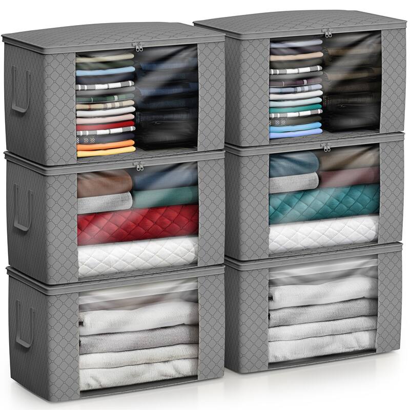 Sorbus Foldable Storage Bag Organizers, Large Clear Window & Carry Handles, Great for Clothes, Blankets, and More