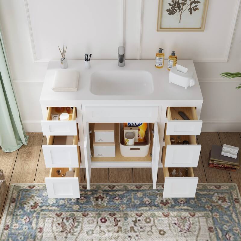 Vanity Art 48" Oak Freestanding Bathroom Vanity Cabinet without Top