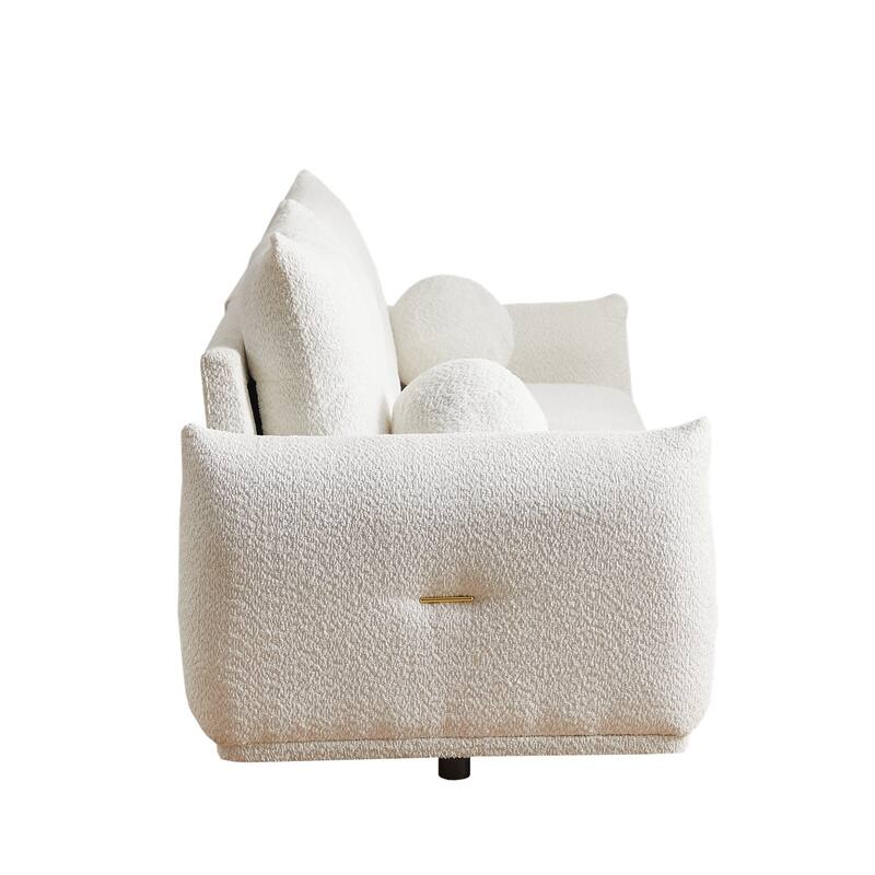 90'' Comfortable Sofa with 2 Cushions, 2 Ball Pillows