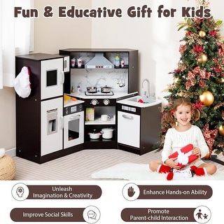 Wooden 2-Piece Little Chef Pretend Cooking Toy Kids Kitchen Playset