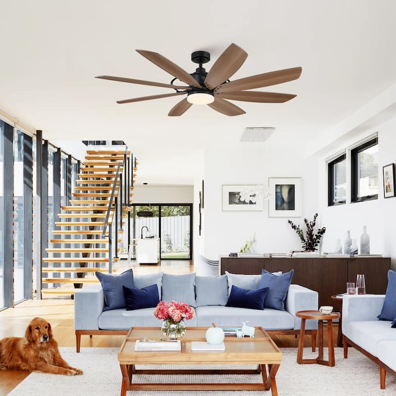 60-inch Black Farmhouse Windmill Ceiling Fan with LED Light and Remote