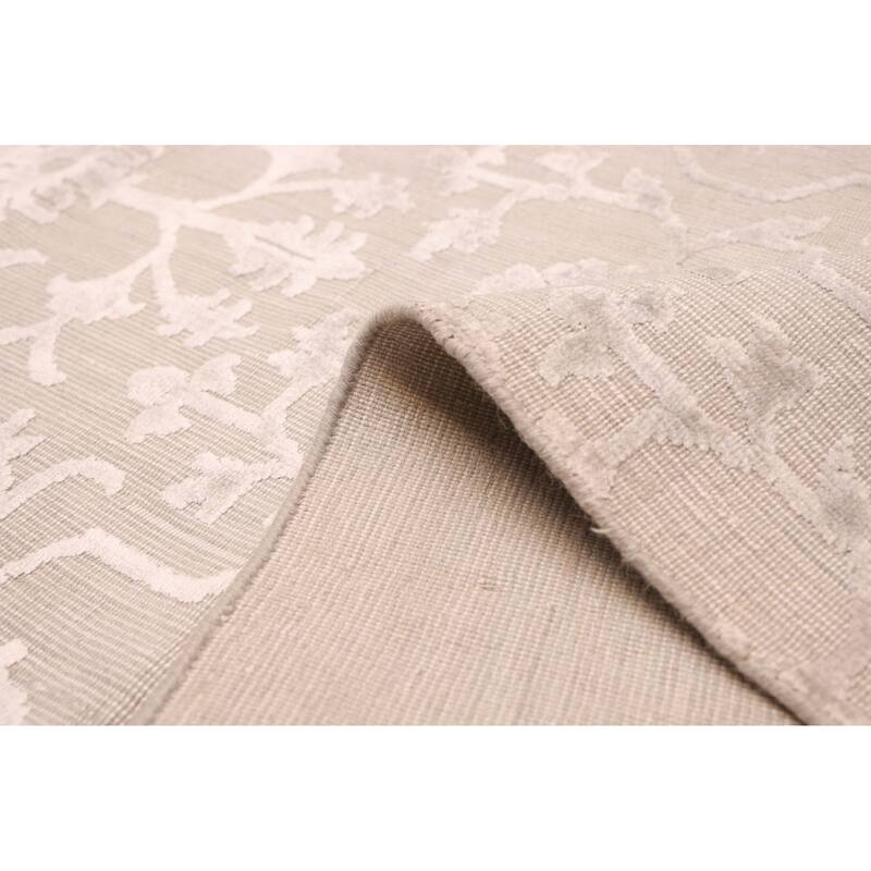 ECARPETGALLERY Hand Loomed Elysian Light Grey Viscose, Wool Rug - 8'3 x 9'9