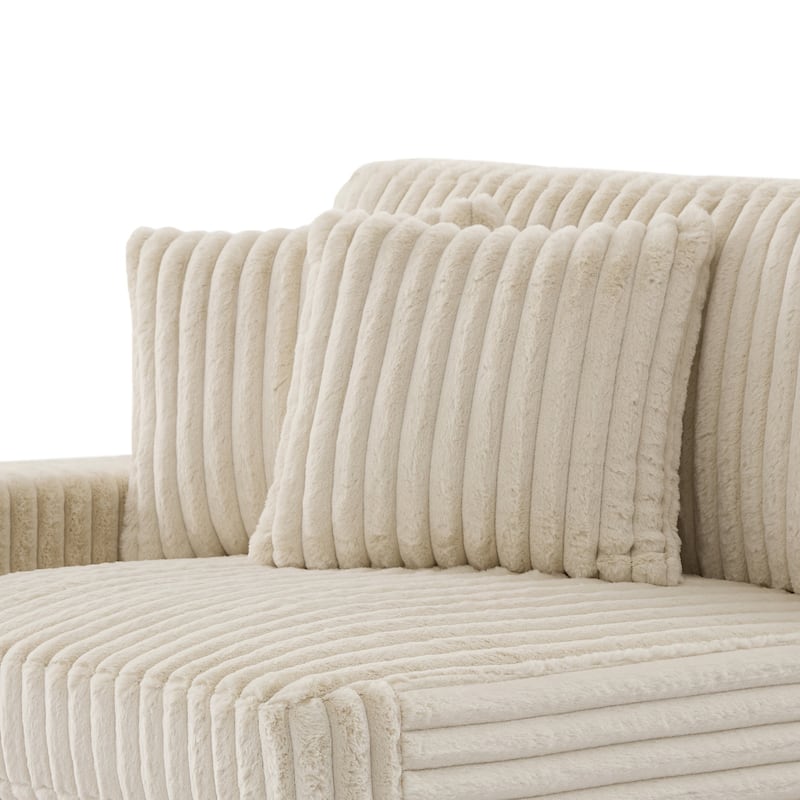 Modern Stripe Faux Fur Square Throw Pillows (Set of 2)