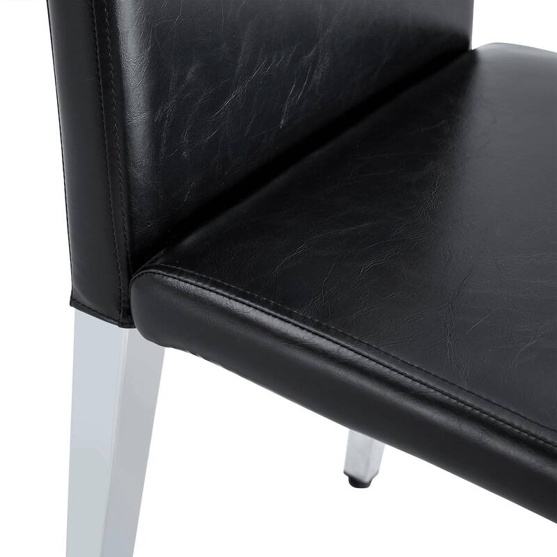 Set of 2 black PU backrest chairs with silver metal legs: They are ideally suited for minimalist and contemporary home s