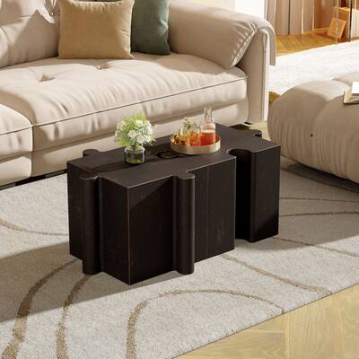Christopher Knight Home - Karen Puzzle Art Modern 2-Piece Modular Outdoor Side Table Set with Interlocking Design