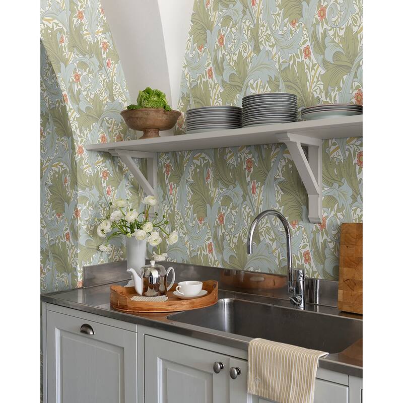 A-Street Prints Granville Olive Leafy Vine Wallpaper