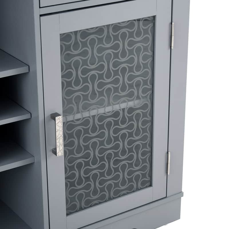 Modern Farmhouse Buffet Cabinet with 2 Drawers and Elegant Glass Door Cabinets,Wine and Glass Rack
