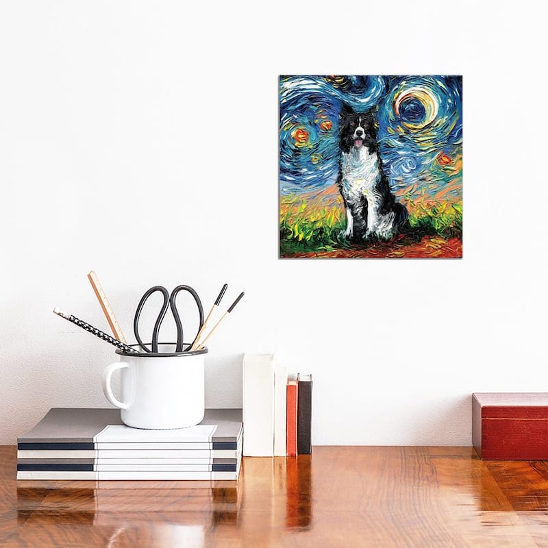 iCanvas "Border Collie Night II" by Aja Trier Canvas Print - 12x12x0.75