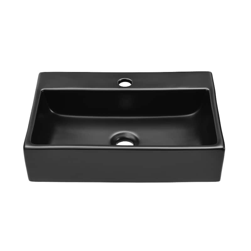 Reims 20 Rectangle Ceramic Vessel Sink, Matte Black - 20.9" x 14.2" 4.75"