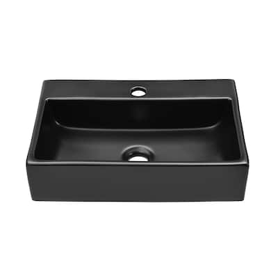 Reims 20 Rectangle Ceramic Vessel Sink, Matte Black - 20.9" x 14.2" 4.75"