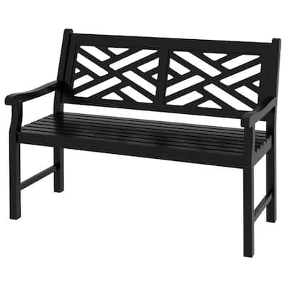 Poplar Wood Garden Bench with Slatted Seat and Back for Patio or Outdoor Use - 46" W x 23.25" D x 35.5" H