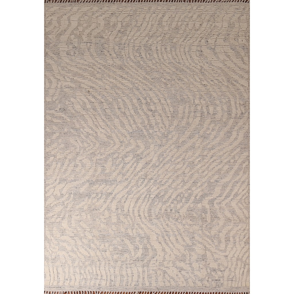All-Over Moroccan Abstract Area Rug Handmade Wool Carpet - 7'11"x 10'4"