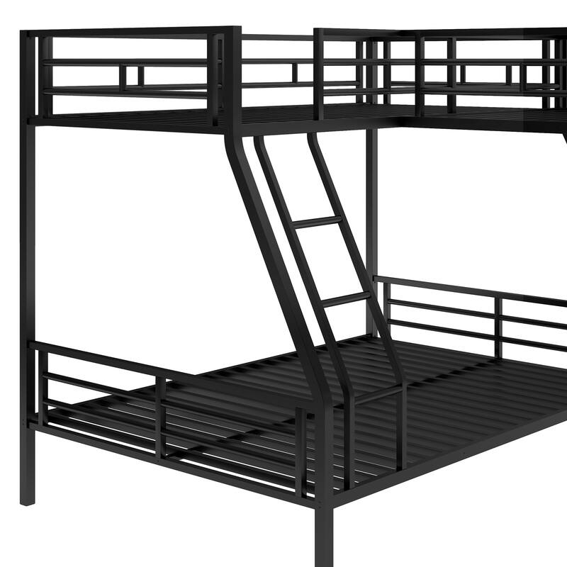 Twin & Twin Over Full Metal Triple Bunk Bed with Loft and Desk, Guardrails