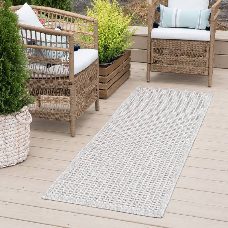 Dennis Coastal Windowpane Indoor/Outdoor Area Rug