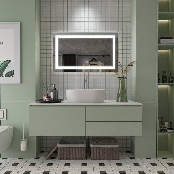 40 x 24 inch LED Bathroom Vanity Mirror Superslim Dimmable Anti Fog ...