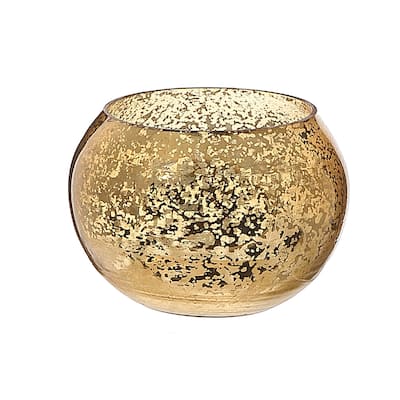 Mercury Curved Tealight Holder Gold - Set of 2 - N/A