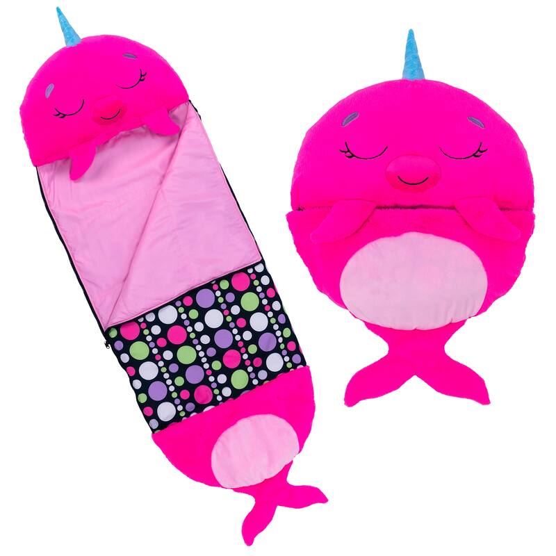 Happy Nappers: Pillow & Sleepy Sack: Medium - Neil The Pink Narwhal -3+