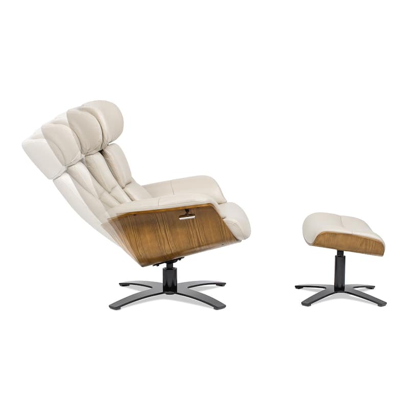 Jovan 31.5" Genuine Leather Recliner Lounge Chair with Ottoman