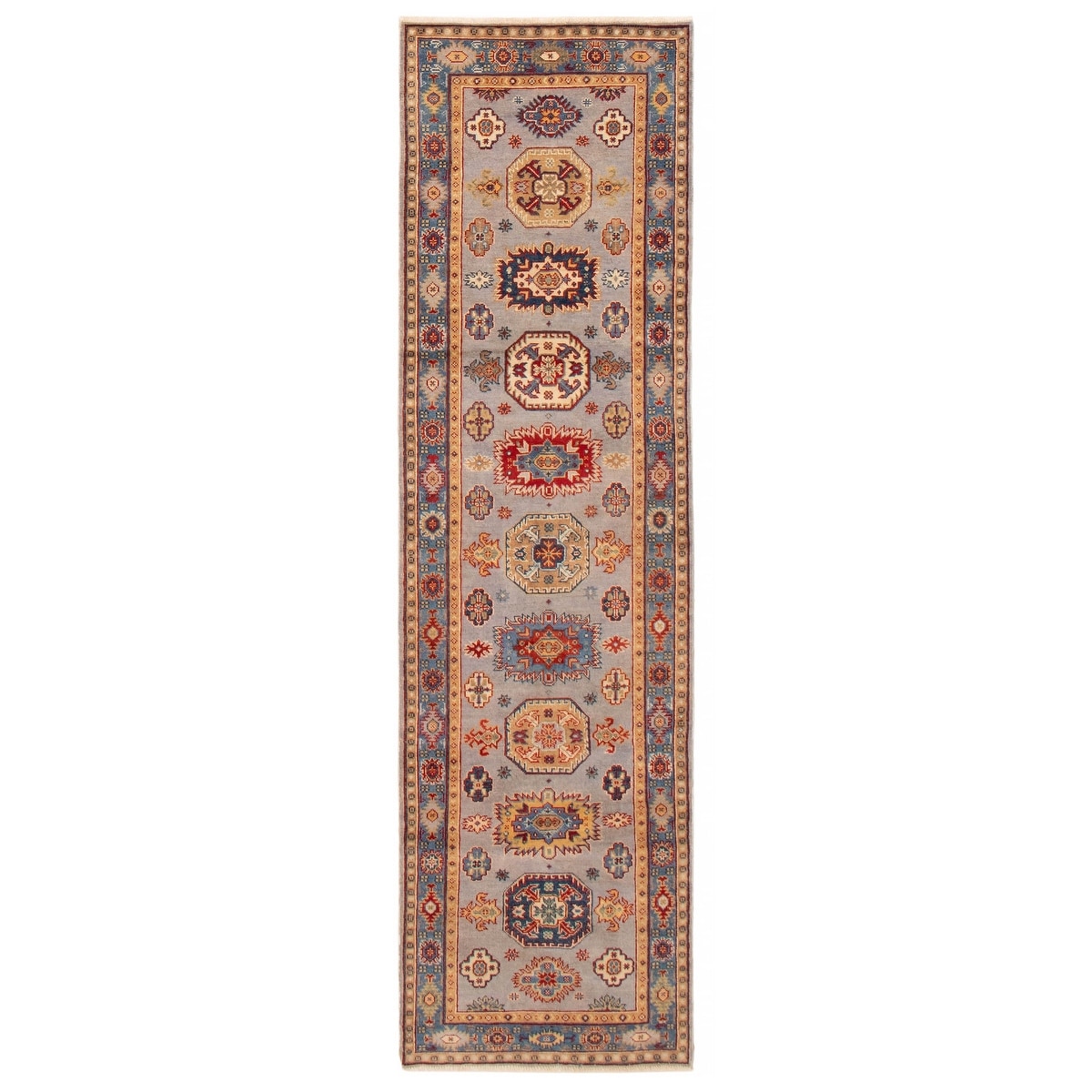 ECARPETGALLERY Hand-knotted Uzbek Ghazni Grey Wool Rug - 2'8 x 9'9