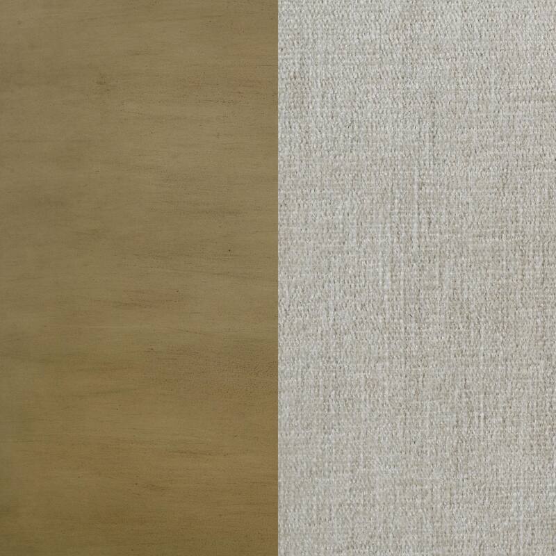 Heon Queen Bed, Block Panel Headboard, Ivory Upholstery, Pine Wood