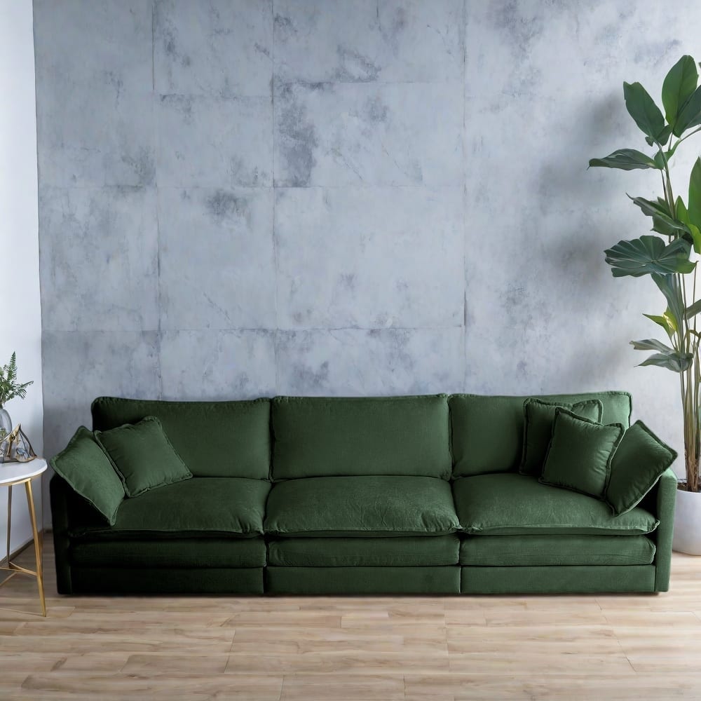 111.5" Chenille 4-Seater Sofa with Customizable Configurations and Premium Comfort