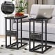 preview thumbnail 14 of 61, Javlergo Set of 2 C-Shaped Sofa Side Table, Small End Table for Living Room, Narrow Bedside/TV Tray Table With Charging Station - Marble Black