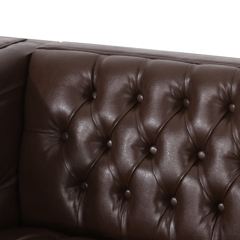 Roomfitters Chesterfield 3-Seater Sofa, Tufted Faux Leather Couch for Living Room