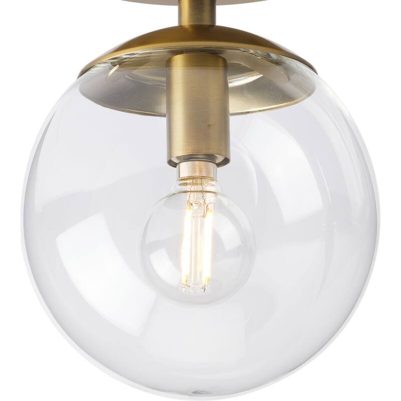 Atwell Collection One-Light Brushed Bronze Mid-Century Modern Semi-Flush Mount - 5.87 in x 5.87 in x 7.87 in