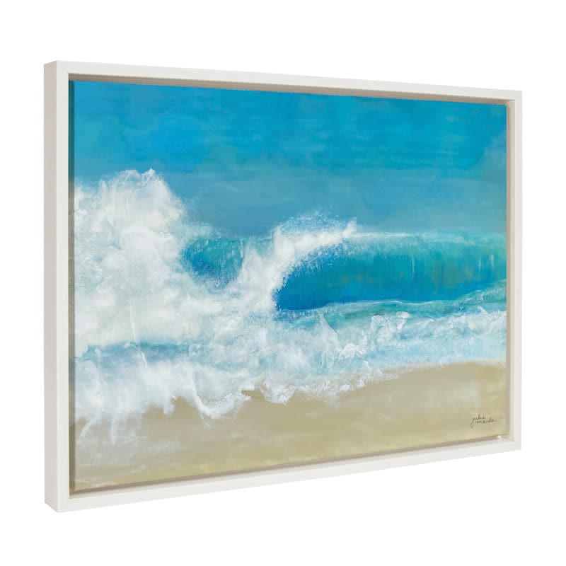 Kate and Laurel Sylvie Beach Day Framed Canvas by Julie Maida - 18x24 - Plastic - White