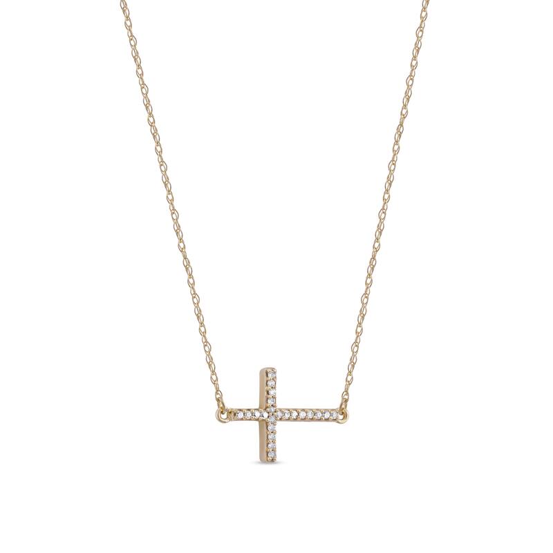 10K Gold 1/20ct TDW Diamond Cross Pendant Necklace for Women