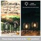 preview thumbnail 6 of 18, Glitzhome Set of 2 Metal Black Solar Powered Outdoor Lantern with Stand