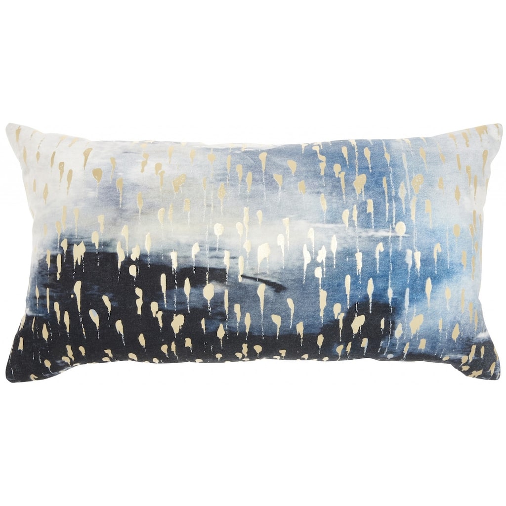 HomeRoots Blue Abstract Lumbar Pillow