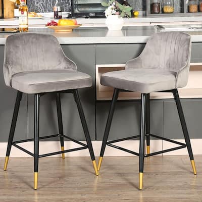 Velvet Counter Stools Set of 2,Bar Chairs Dining Chairs - N/A