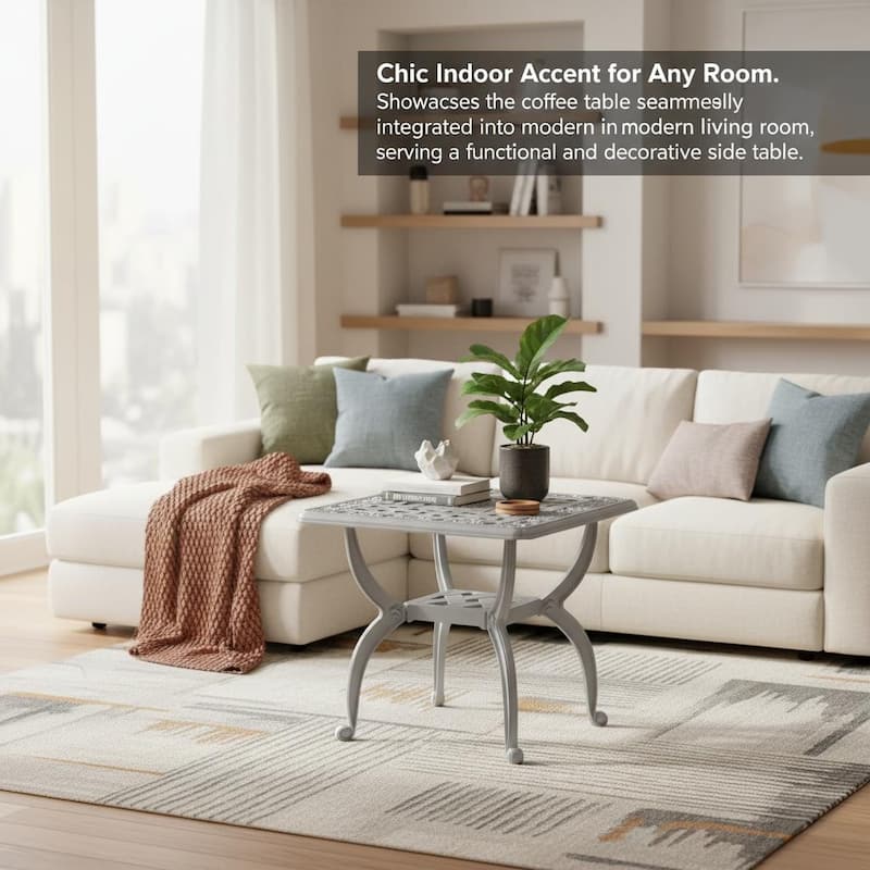 Stylish Aluminum Square Coffee Table for Outdoor Living Room