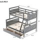 preview thumbnail 10 of 8, Twin Over Full Bunk Bed with 2 Storage Drawers & Ladder, Wood Bunkbed Frame Can Be Divided into 2 Beds for Kids Teens Bedroom