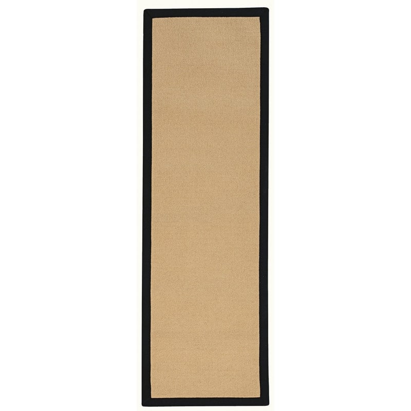 Linon Athena Sisal Hand Finished Classic Rug - 2'6'' X 8' - Black Leather