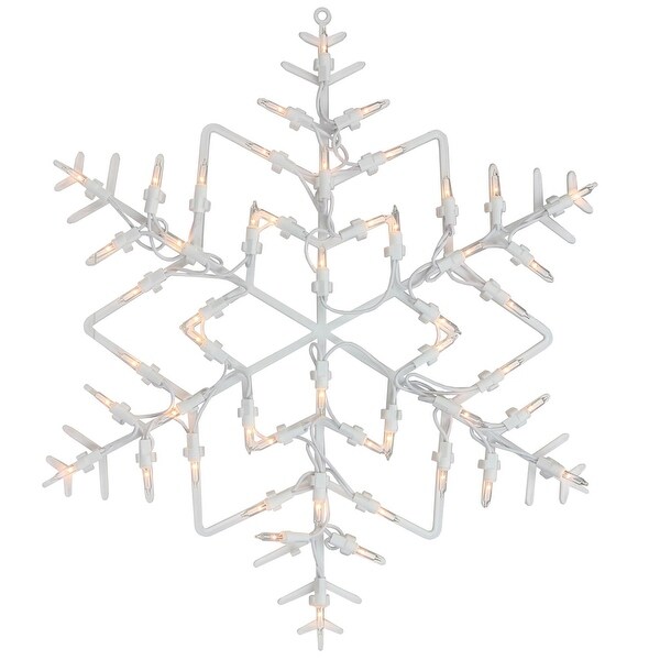 13.5" Lighted Snowflake Christmas Window Silhouette Decoration - WHITE