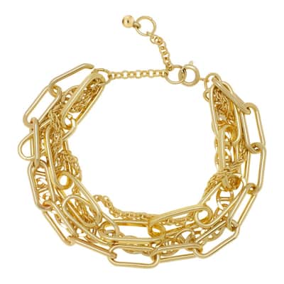 Victoria Townsend Yellow Gold Plated 3 Row Link Bracelet