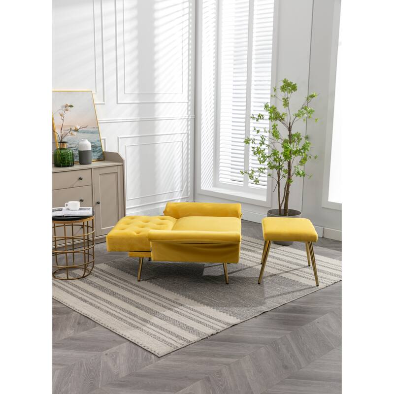 Bottom Tufted Accent Lounge Chair with Adjustable Arm and Back